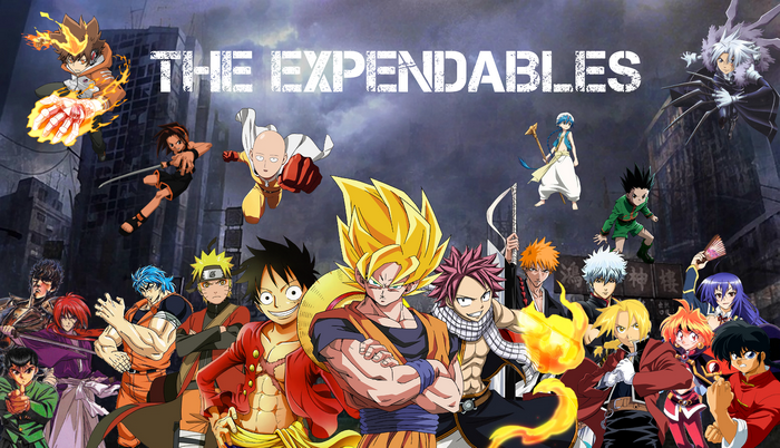 Anime characters from various series with "The Expendables" title