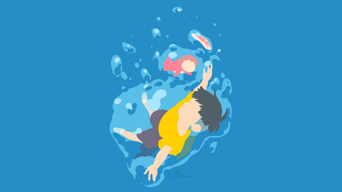 Ponyo and Sosuke underwater