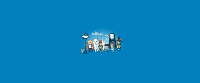 Studio Ghibli characters at a bus stop