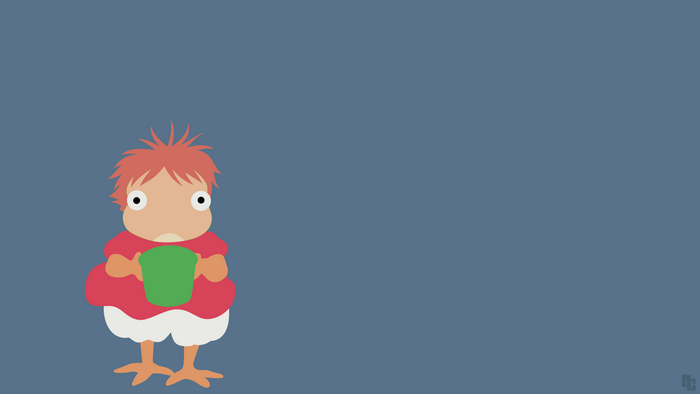 Cute Ponyo Character Holding Green Cup