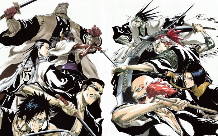 Group of Shinigami from Bleach in battle