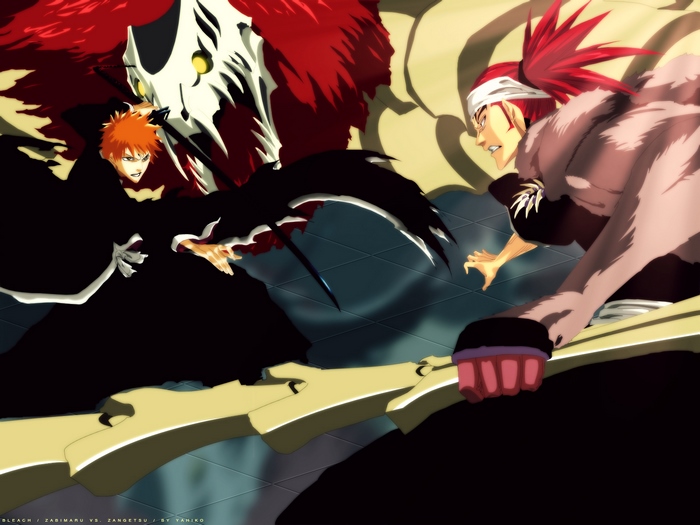 Ichigo and Renji from Bleach fighting