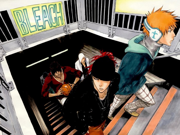 Bleach characters on stairs