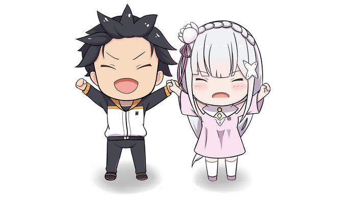 Subaru Natsuki and Emilia from Re:Zero