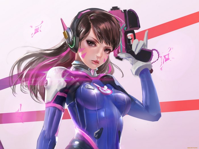 D.Va from Overwatch holding a blaster