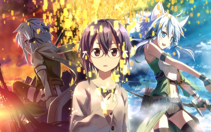 Sinon and two other characters from Sword Art Online