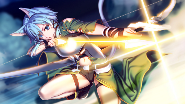 Sinon from Sword Art Online aiming a bow