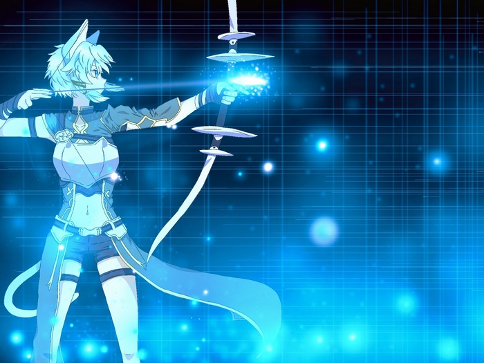 Sinon from Sword Art Online aiming a bow