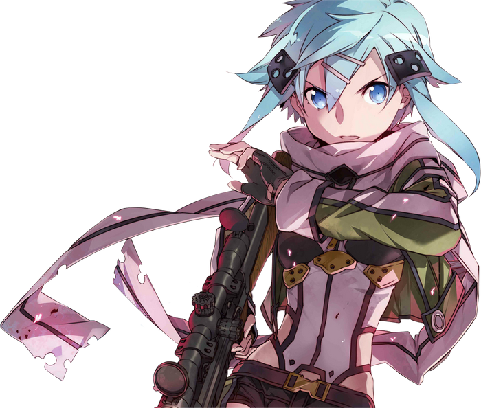 Sinon from Sword Art Online with sniper rifle
