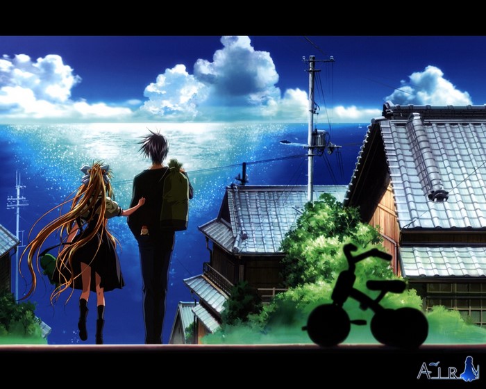Misuzu Kamio and a boy by the sea