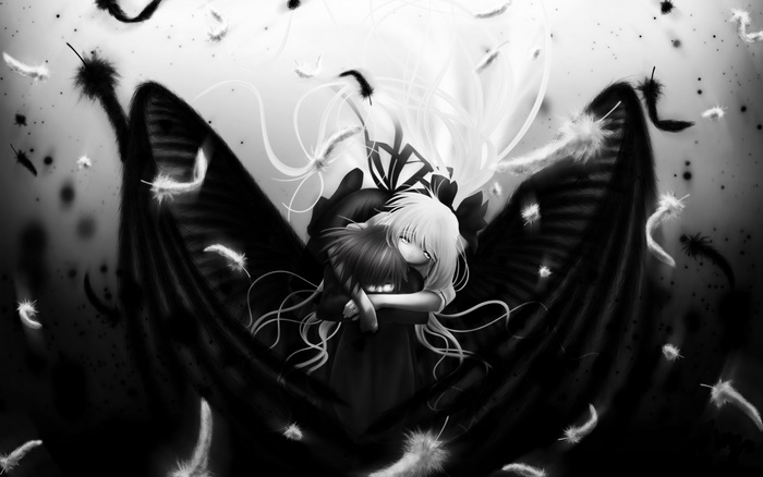 Misuzu Kamio with Black Wings and Feathers