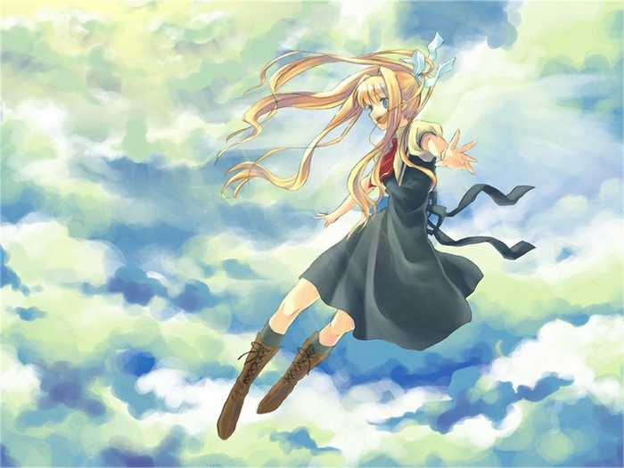 Misuzu Kamio flying in the sky