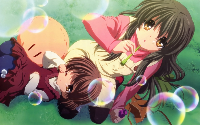 Kyou Fujibayashi blowing bubbles