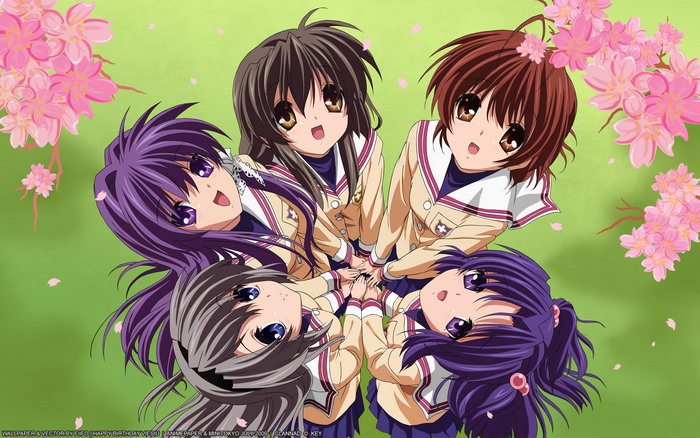 Kyou Fujibayashi and friends from Clannad