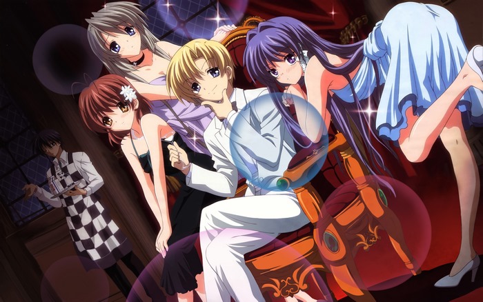 Kyou Fujibayashi and friends in formal attire