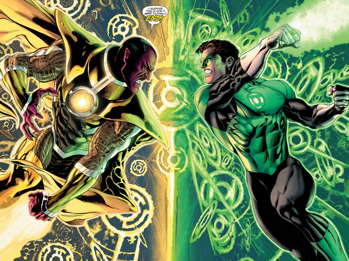 Sinestro and Green Lantern in battle