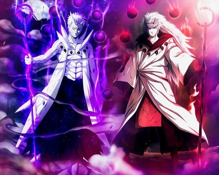 Dual Form of Obito Uchiha Surrounded by Divine Orbs