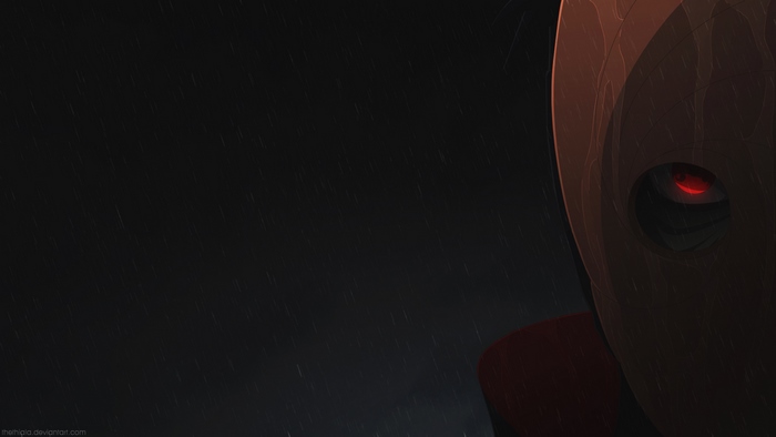 Obito Uchiha from Naruto in the rain