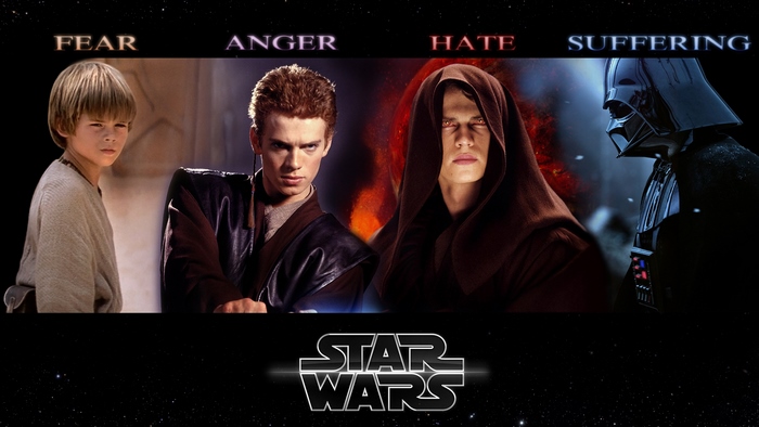Anakin Skywalker's transformation into Darth Vader from Star Wars
