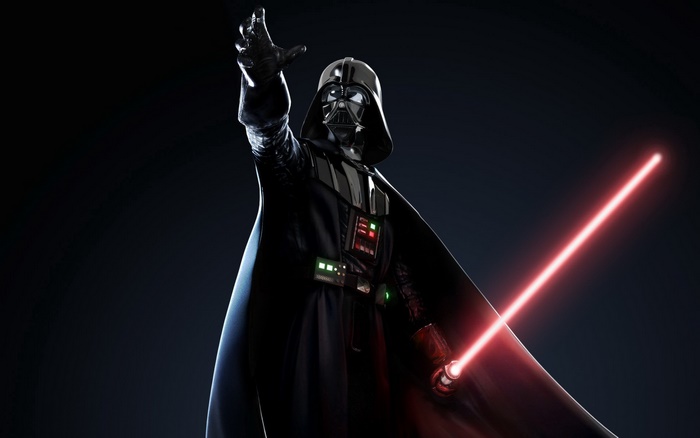 Darth Vader from Star Wars holding a lightsaber