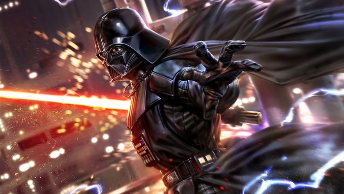 Darth Vader in Action with Red Lightsaber