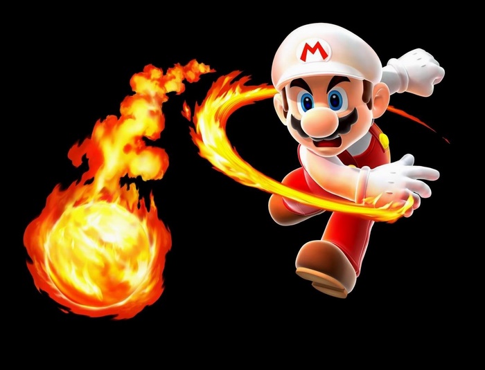 Fire Mario throwing a fireball