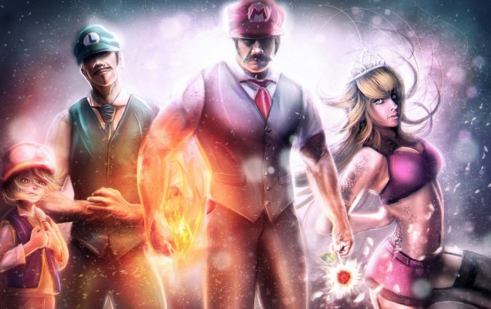 Mario, Luigi, Princess Peach, and Toad
