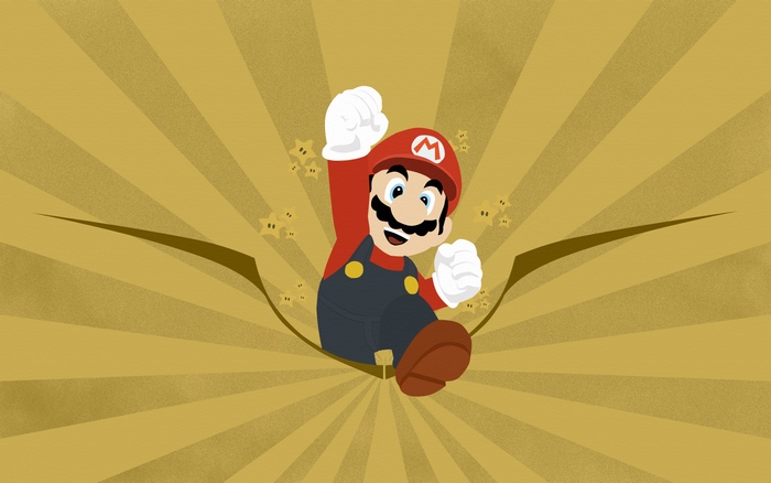 Mario jumping with stars