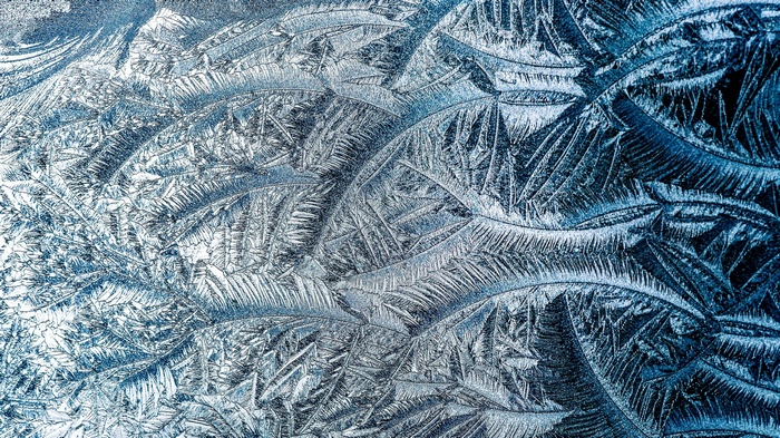 Close-up of frost patterns on glass