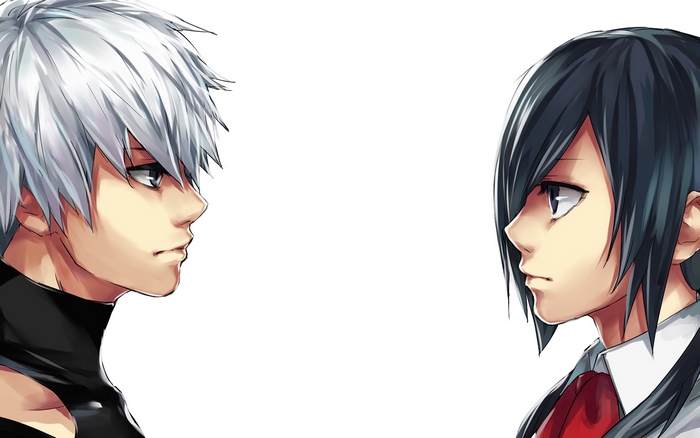 Touka Kirishima and Ken Kaneki from Tokyo Ghoul