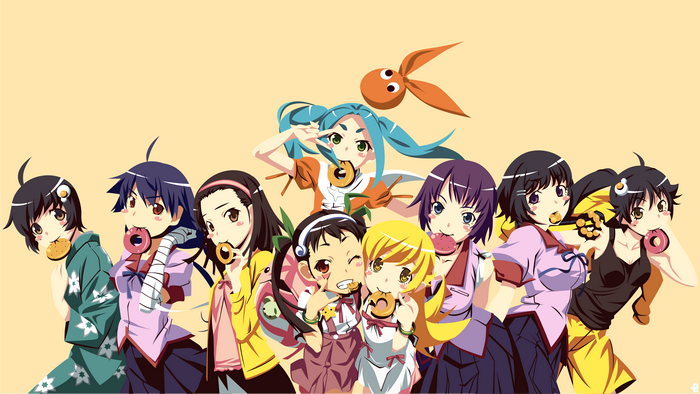 Anime girls eating donuts