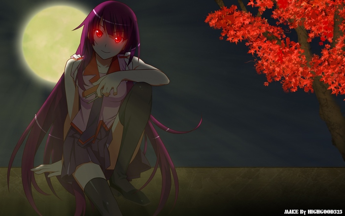 Hitagi Senjougahara under the full moon