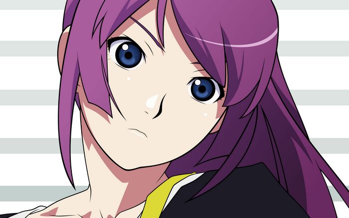 Hitagi Senjougahara Purple-Haired Anime Girl