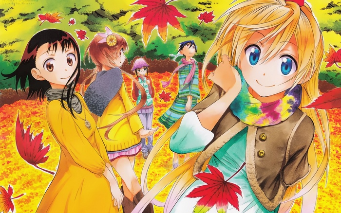Chitoge Kirisaki and friends in autumn