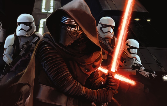 Kylo Ren and Stormtroopers from Star Wars