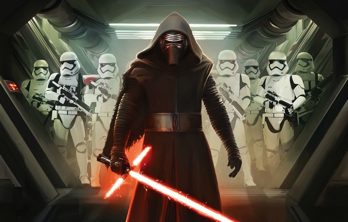 Kylo Ren and Stormtroopers from Star Wars