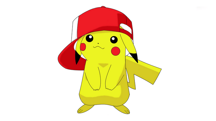 Pikachu wearing a red and white baseball cap