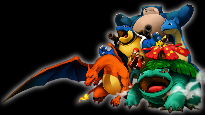 Pokemon Red and his team