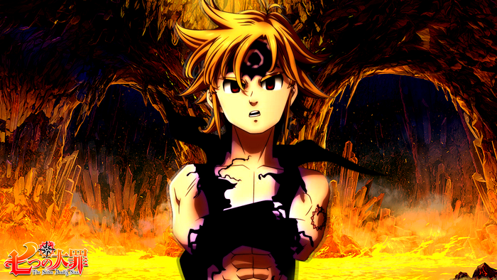 Meliodas from The Seven Deadly Sins in a cave