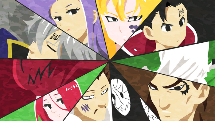 The Seven Deadly Sins characters in a radial design