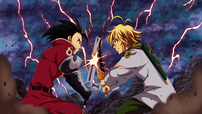 Meliodas from The Seven Deadly Sins fighting