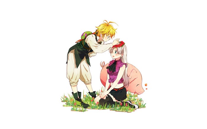 Meliodas and Elizabeth from The Seven Deadly Sins with Hawk
