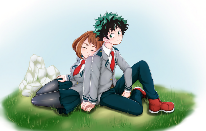 Ochaco Uraraka and Izuku Midoriya from My Hero Academia