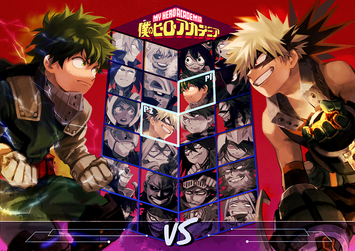 My Hero Academia character select screen with Deku and Bakugo