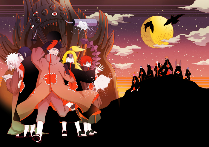 Akatsuki members and the Ten-Tails from Naruto