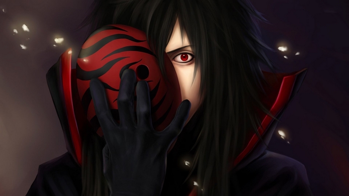 Madara Uchiha Holding Mask with Intense Gaze