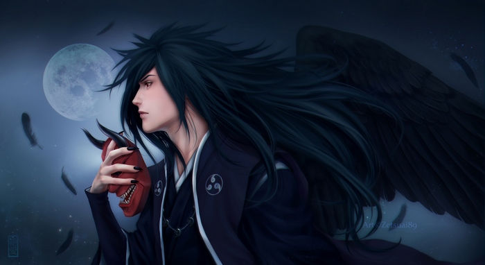 Madara Uchiha with a mask and wings