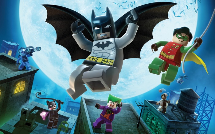 Lego Batman and Robin with Villains on Rooftops