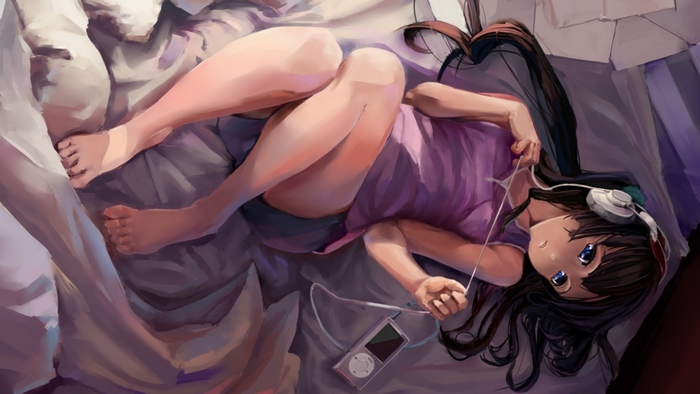 Mio Akiyama from K-On! listening to music