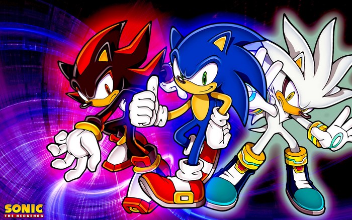 Shadow, Sonic, and Silver from Sonic the Hedgehog
